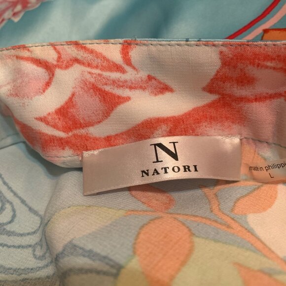 Natori Women's Kaftan Floral Kimono Vibrant Blue Multicolor Sz Large Boho Lounge - Picture 11 of 13